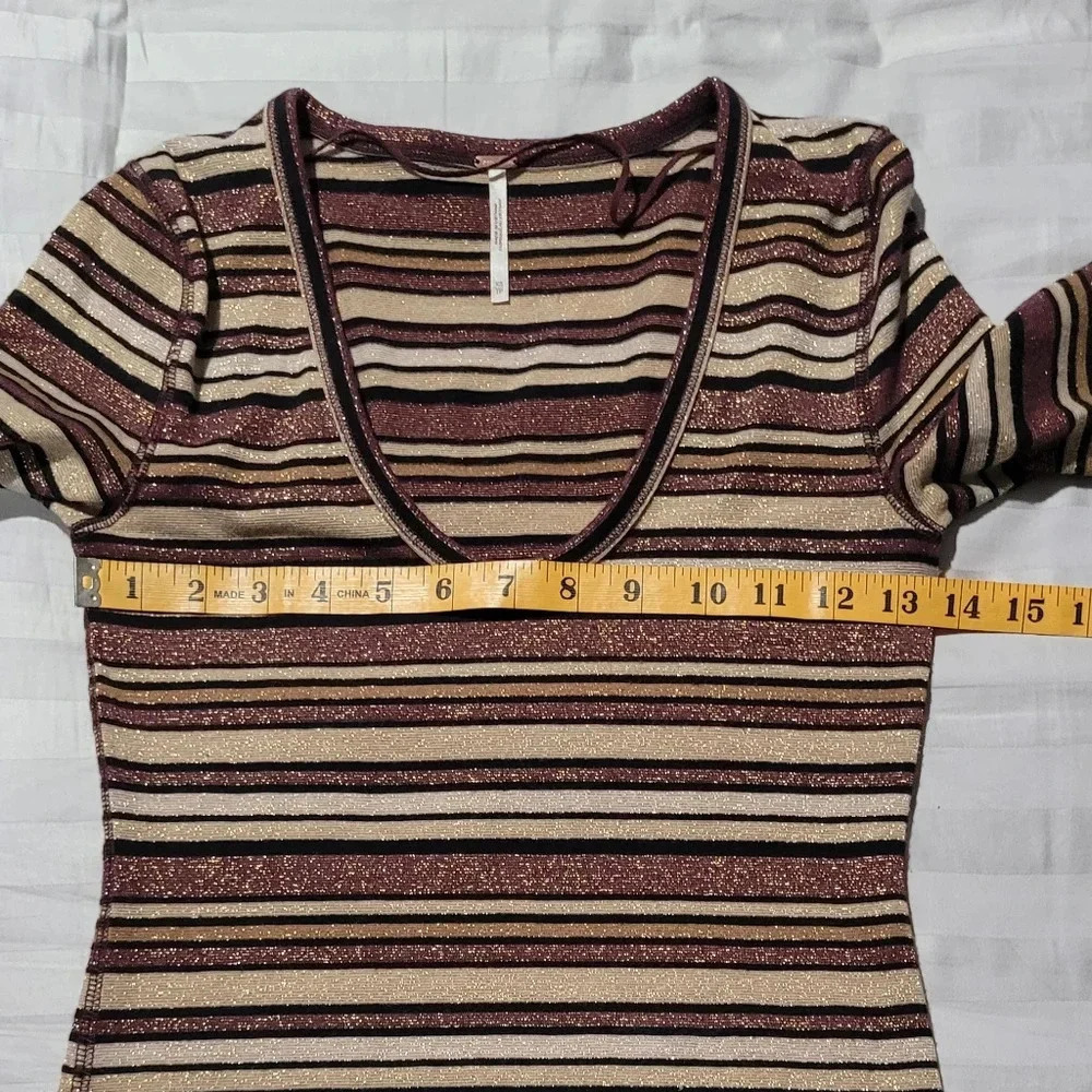 Free People Surprise Party metallic striped top - Picture 4 of 6